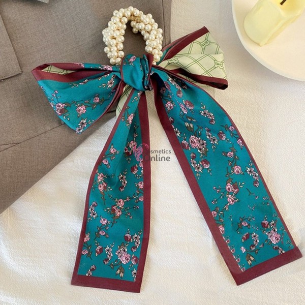 Esarfa din matase cu elastic si perle Cod ESF069